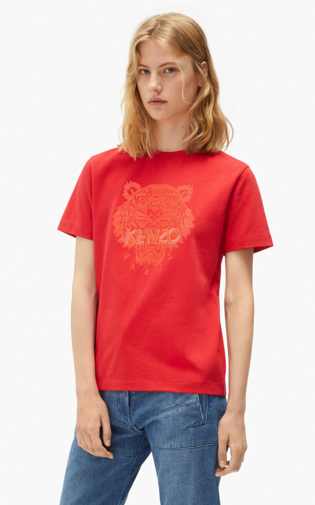 Kenzo Loose Tiger T Shirt Red For Womens 8254JFPBW
